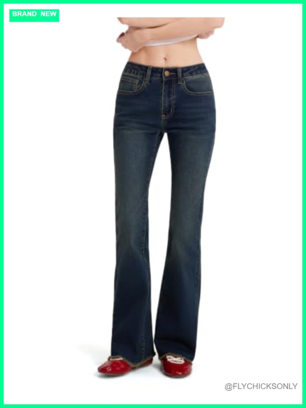 SUUKSESS Stretchy Bootcut Jeans Raw Hem Low Rise Flare Denim